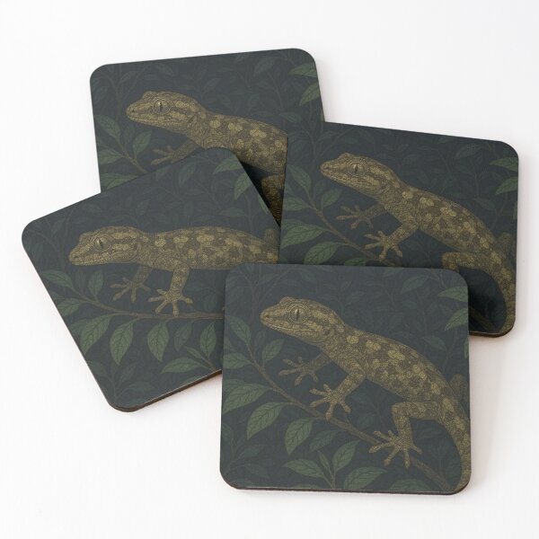 Item preview, New Zealand Forest Gecko at Night – Native Gecko in Shrub designed and sold by NocturnalNook.
