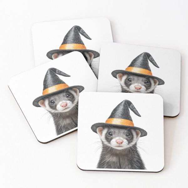 Item preview, Ferret Wearing Halloween Witch Hat designed and sold by LazyOwlStore.