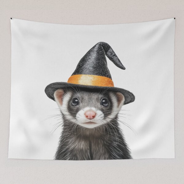 Item preview, Ferret Wearing Halloween Witch Hat designed and sold by LazyOwlStore.