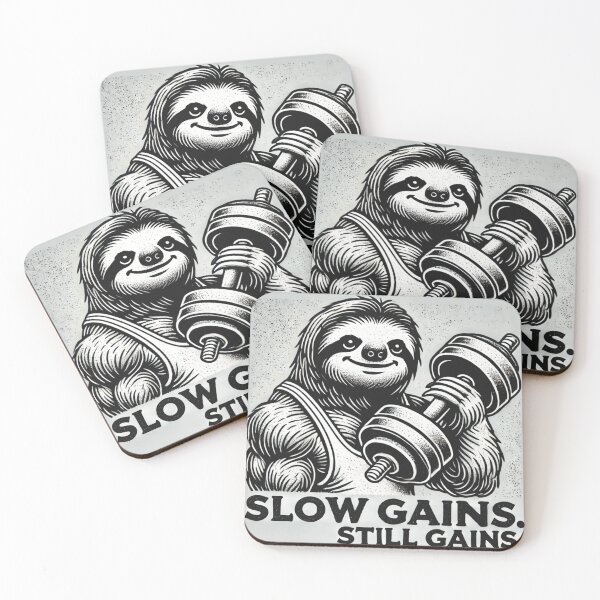 Item preview, Slow Gains, Still Gains – Muscular Sloth Gym Shirt (Vintage Comic Style) designed and sold by Bobo-fish.