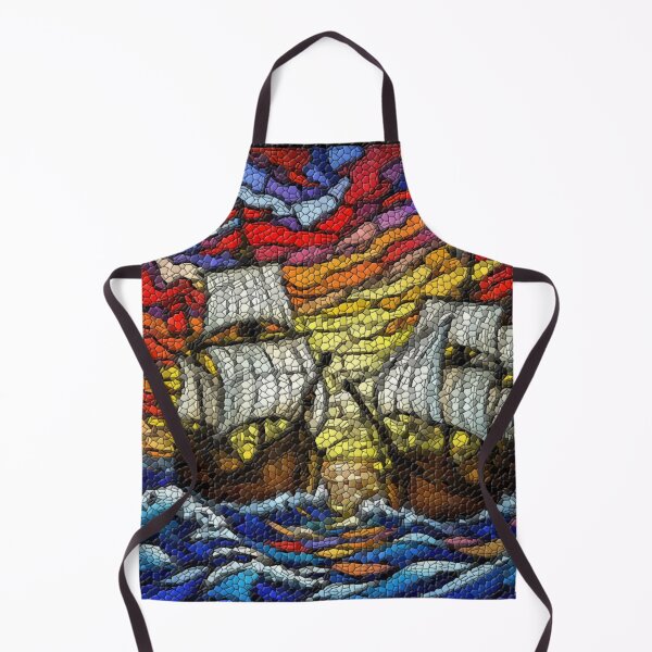 Item preview, Clash at Sea – Medieval Naval Battle in Stained Glass designed and sold by LuxuryApparels.