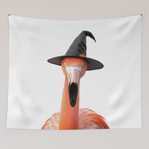 Item preview, Flamingo Wearing Halloween Witch Hat designed and sold by LazyOwlStore.