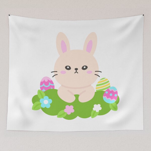 Item preview, Cute Easter Bunny Popping Out of Grass with Colorful Eggs and Spring Flowers – Fun Holiday Sticker designed and sold by BubiStudio.
