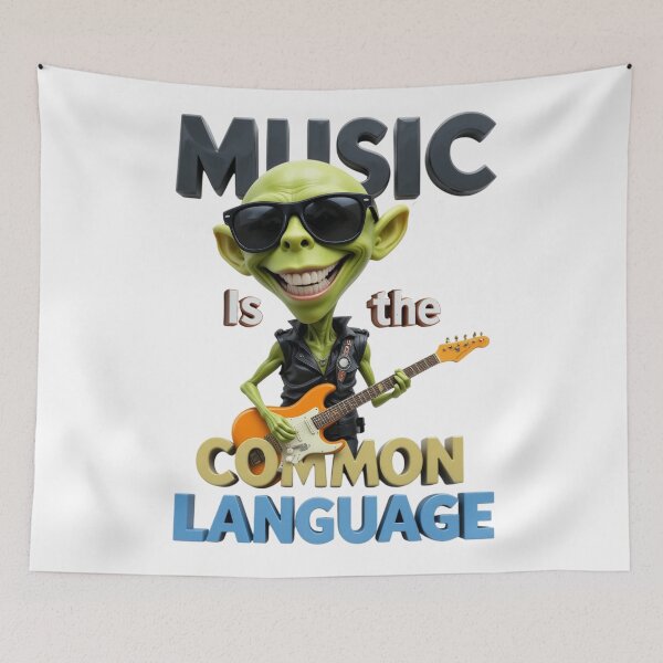 Item preview, Music Is the Common Language – Alien Guitarist Design designed and sold by AleksKos.