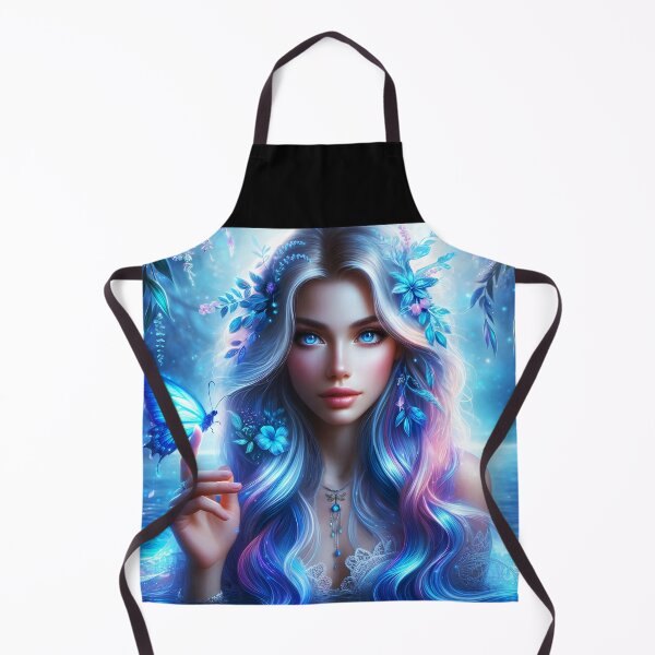 Item preview, Blue Nymph Fae - beautiful ethereal Nymph mermaid girl with a blue butterfly on hand in a lake digital illustration designed and sold by EvaAngel.