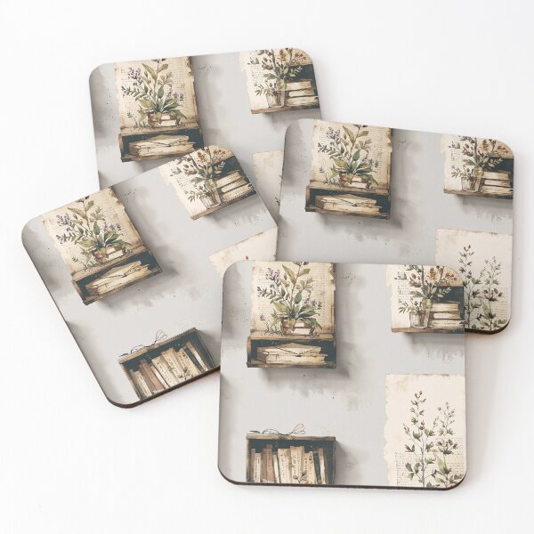 Item preview, Vintage Bookshelves with Botanical Illustrations designed and sold by CoolPixels.