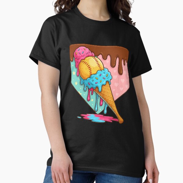 Baseball Ice Cream Dripping Baseball Home Plate Drip Classic T-Shirt
