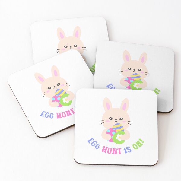 Item preview, Easter Bunny Holding Eggs with "Egg Hunt Is On!" Banner – Fun Spring Sticker designed and sold by BubiStudio.