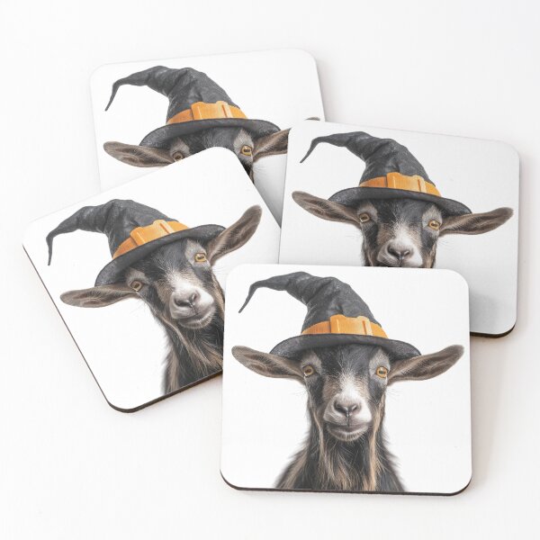 Item preview, Goat Wearing Halloween Witch Hat designed and sold by LazyOwlStore.