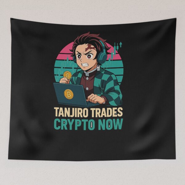 Item preview, Tanjiro Trades Crypto Now – Anime x Crypto Meme Design designed and sold by ColorSplash123.