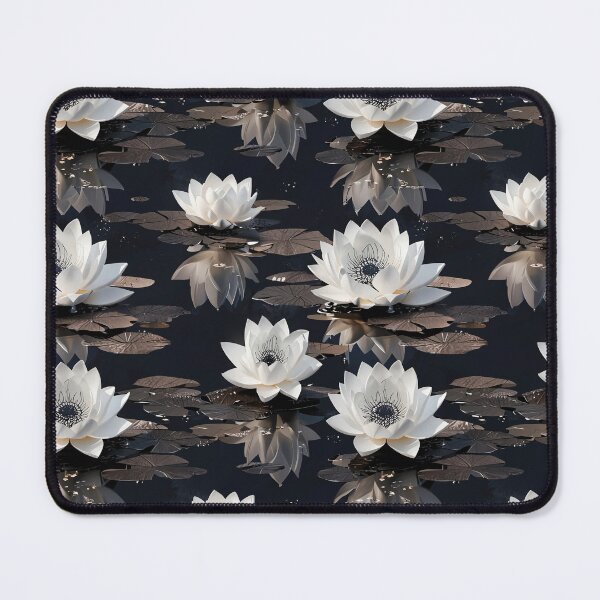 Item preview, Elegant White Lotus Flowers Reflecting on a Dark Tranquil Water Surface designed and sold by CoolPixels.