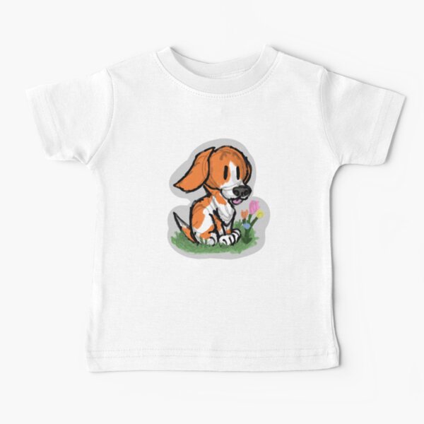 Item preview, Basset Hound in a meadow (orange/brown and white) designed and sold by PawsomeStudios.