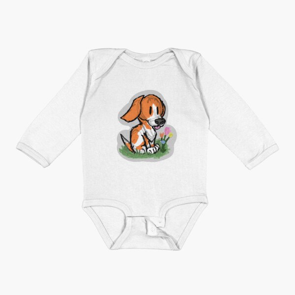Item preview, Basset Hound in a meadow (orange/brown and white) designed and sold by PawsomeStudios.