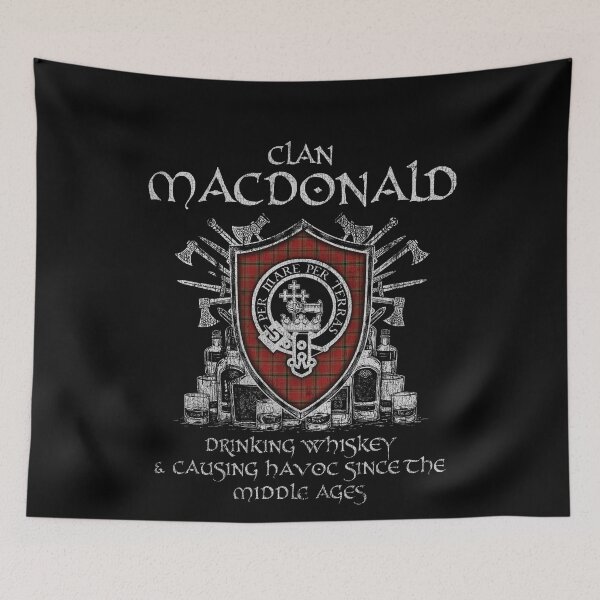 Artikelvorschau, Clan MacDonald von Belfinlay trinkt Whisky und verursacht Chaos Erbe Wappen Tartan Plaid entworfen und verkauft von Clan1093.