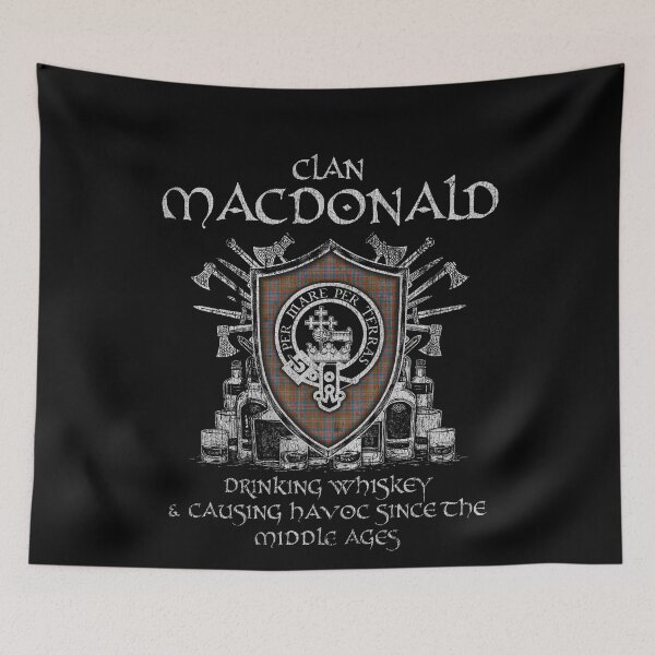 Artikelvorschau, Clan MacDonald of Boisdale trinkt Whisky und verursacht Chaos Erbe Wappen Tartan Plaid entworfen und verkauft von Clan1093.