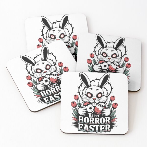 Item preview, Horror Easter Bunny with Eggs and Flowers  designed and sold by graphicnew.