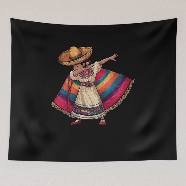 Item preview, Dabbing Mexican Poncho Sombrero Cinco De Mayo Dancing Girl designed and sold by facegm.