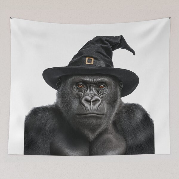 Item preview, Gorilla Wearing Halloween Witch Hat designed and sold by LazyOwlStore.