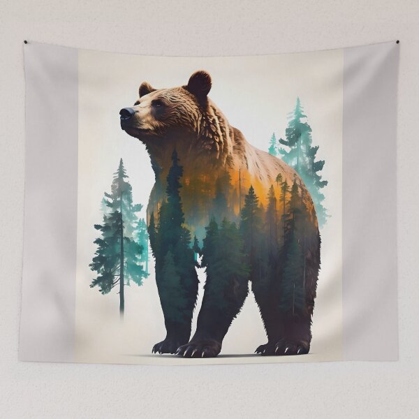 Item preview, Men's Bear Graphic Tee Bear Print Hoodie Wildlife Graphic Sweatshirt Nature Print T-Shirt designed and sold by naivnoia.