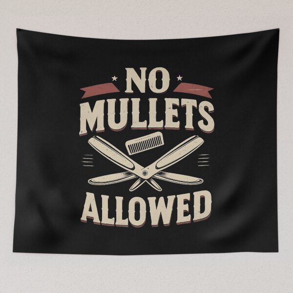 Item preview, No Mullets Allowed Barber Joke designed and sold by DomTeesHaven.