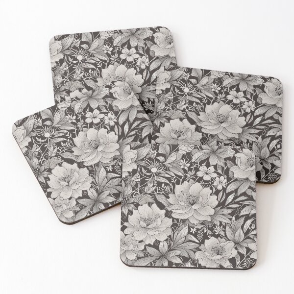 Item preview, Intricate Monochrome Floral Pattern with Vintage Botanical Elements designed and sold by CoolPixels.