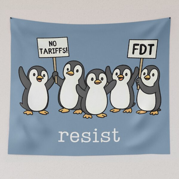 Item preview, Penguins Against Tariffs Resist  designed and sold by DunciOcukino.