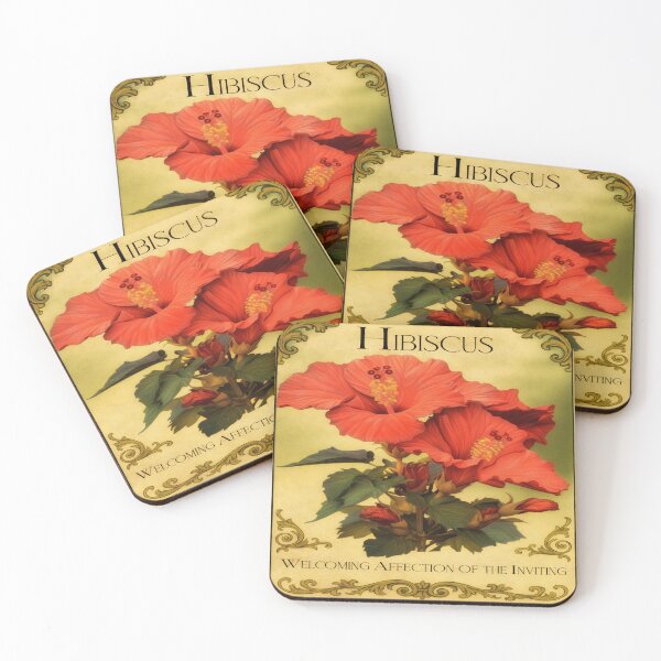 Item preview, Hibiscus – Victorian Flower Meaning Print | Wish Card Art designed and sold by The Magic Garden Library.
