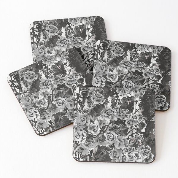 Item preview, Monochrome Floral Pattern With Artistic Background Strokes designed and sold by CoolPixels.