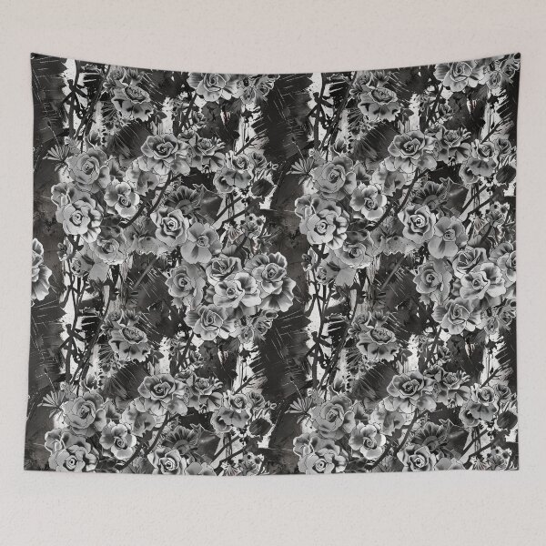 Item preview, Monochrome Floral Pattern With Artistic Background Strokes designed and sold by CoolPixels.