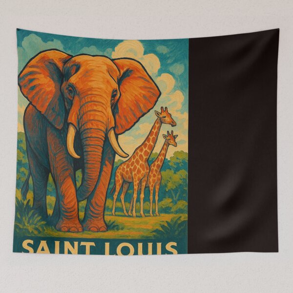 Item preview, Saint Louis Zoo African Wildlife – Elephant and Giraffes designed and sold by Places On Earth.