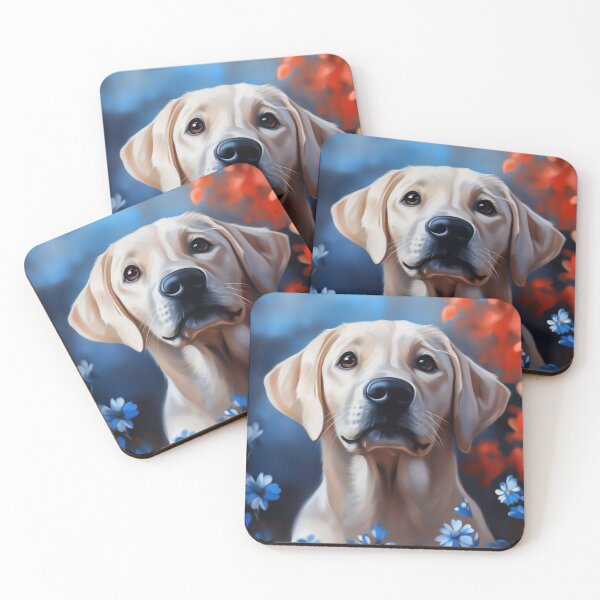 Artikelvorschau, Gelber Labrador in Blumen. entworfen und verkauft von PetsArt.