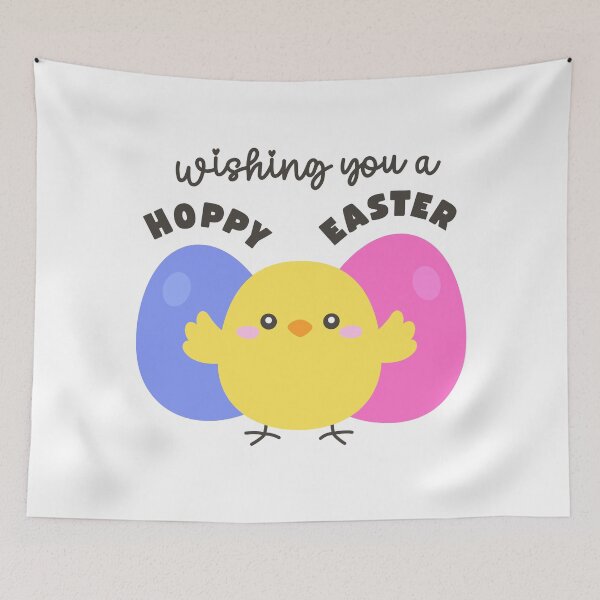 Item preview, Wishing You a Hoppy Easter – Cute Chick with Colorful Eggs Sticker designed and sold by BubiStudio.