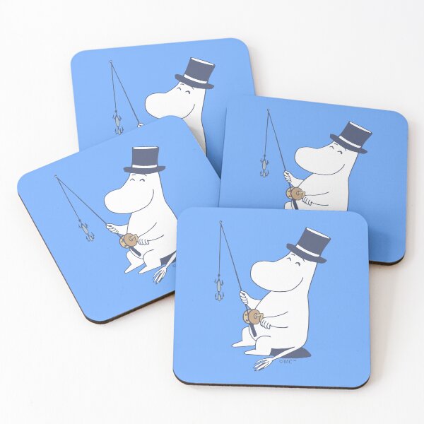 Item preview, Moomin Moominpappa Fishing Blue Outline designed and sold by MoominStore.