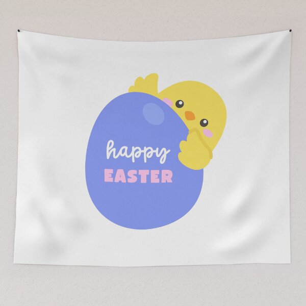 Item preview, Happy Easter – Peekaboo Chick in Blue Eggshell Sticker designed and sold by BubiStudio.