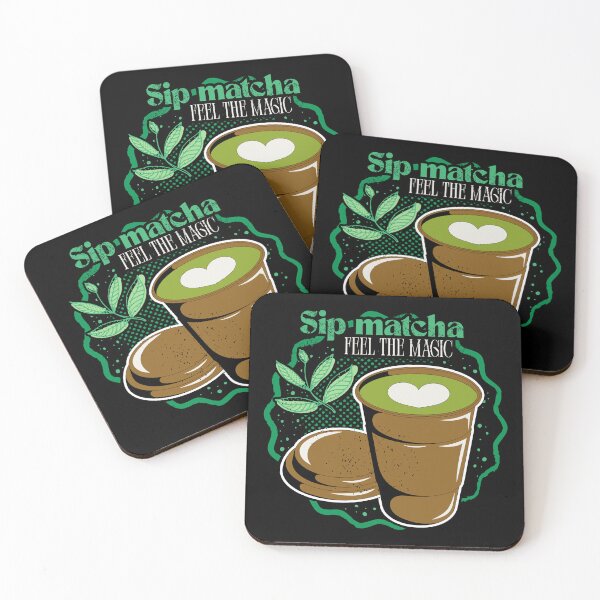 Item preview, Sip Matcha Green Leaves Brown Cup Black Foam Heart designed and sold by SplashTastic.