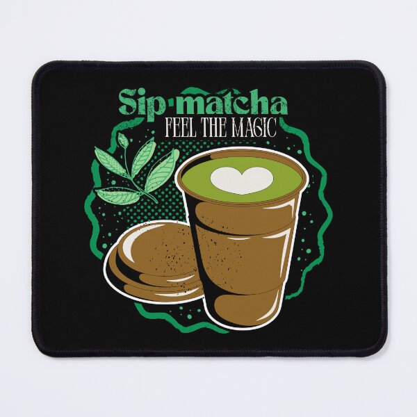 Item preview, Sip Matcha Green Leaves Brown Cup Black Foam Heart designed and sold by SplashTastic.