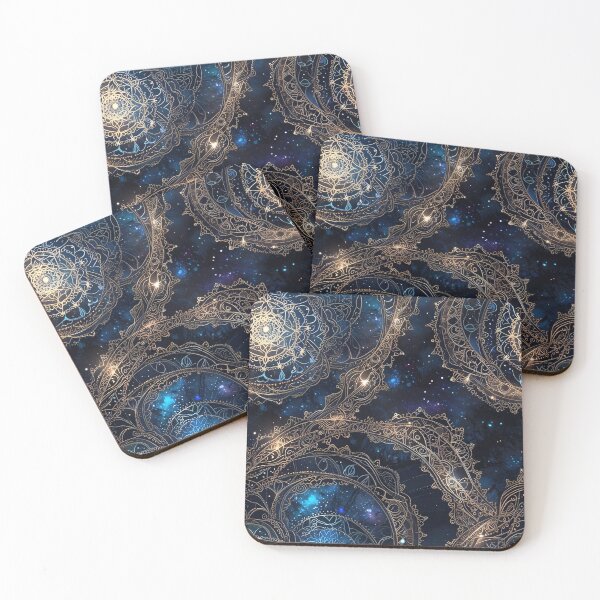 Item preview, Golden Mandala Designs Against a Starry and Mystical Night Sky designed and sold by CoolPixels.