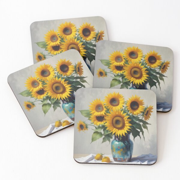 Item preview, Sunflowers in blue vase designed and sold by GasconyPassion.