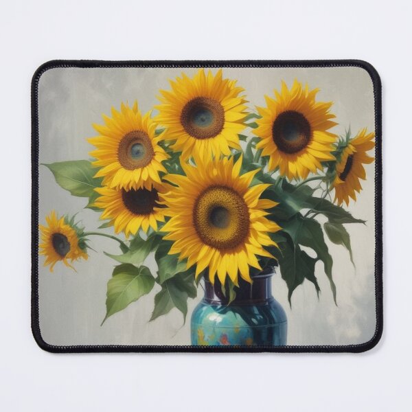 Item preview, Sunflowers in blue vase designed and sold by GasconyPassion.
