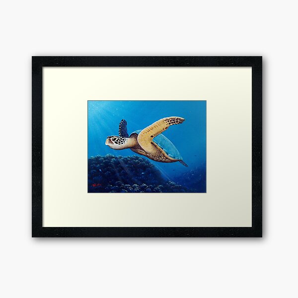 Item preview, Sea Turtle below ocean rays designed and sold by garyboswellart.