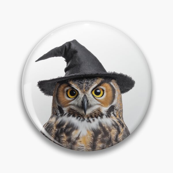 Item preview, Great Horned Owl Wearing Halloween Witch Hat designed and sold by LazyOwlStore.