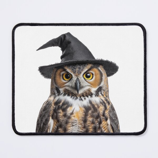 Item preview, Great Horned Owl Wearing Halloween Witch Hat designed and sold by LazyOwlStore.