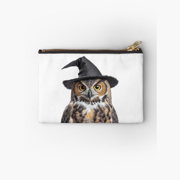 Item preview, Great Horned Owl Wearing Halloween Witch Hat designed and sold by LazyOwlStore.
