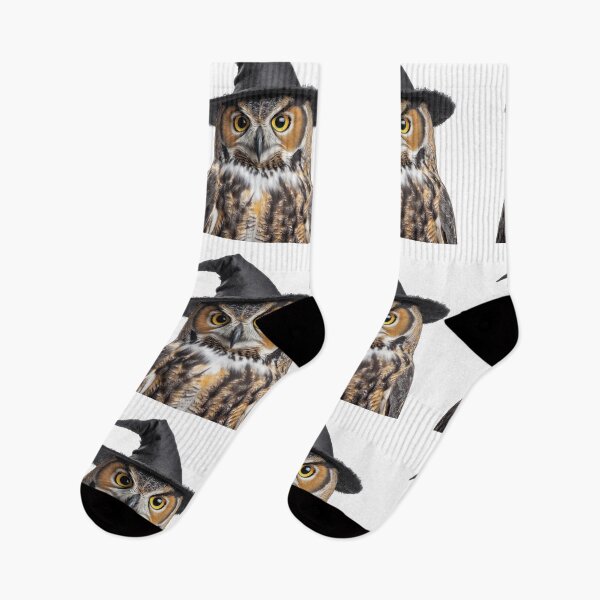 Item preview, Great Horned Owl Wearing Halloween Witch Hat designed and sold by LazyOwlStore.