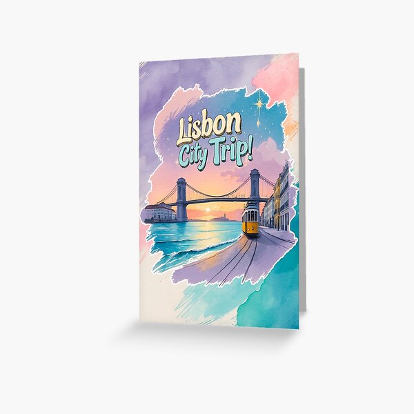 Artikel-Vorschau von Erinnerungen an Lissabon – Oldtimer-Straßenbahn und Sonnenuntergang am Meer, designt und verkauft von PitsFusion Retro.