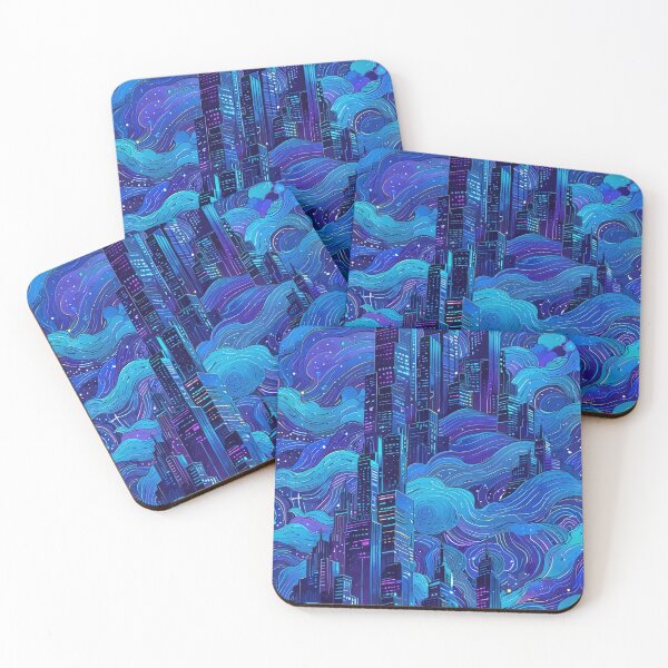 Item preview, Colorful Abstract Night City with Swirling Cloud designed and sold by CoolPixels.