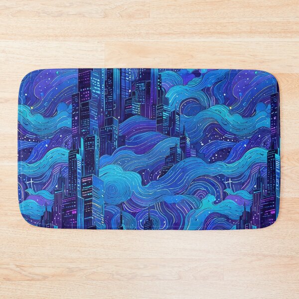 Item preview, Colorful Abstract Night City with Swirling Cloud designed and sold by CoolPixels.