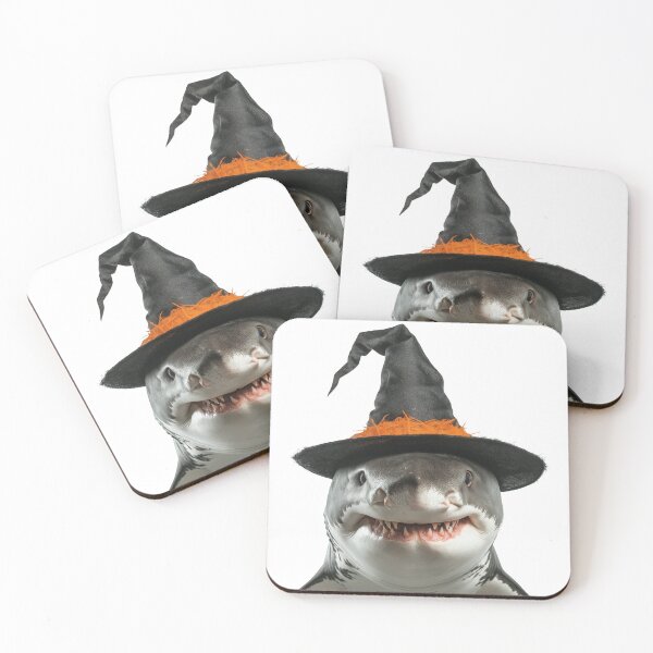 Item preview, Great White Shark Wearing Halloween Witch Hat designed and sold by LazyOwlStore.