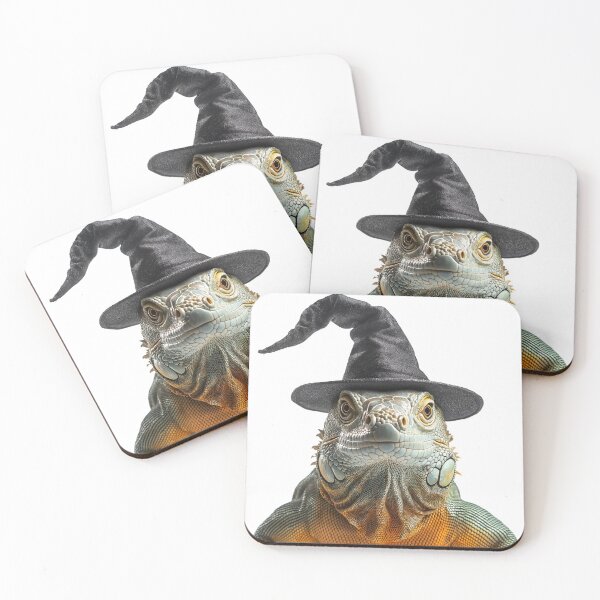 Item preview, Green Iguana Wearing Halloween Witch Hat designed and sold by LazyOwlStore.