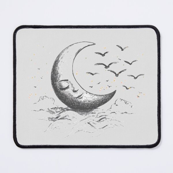 Item preview, Crescent Moon with Birds and Clouds – Mystical T-Shirt, Minimalist Sticker with Hand-Drawn Moon Design designed and sold by Zentuary.